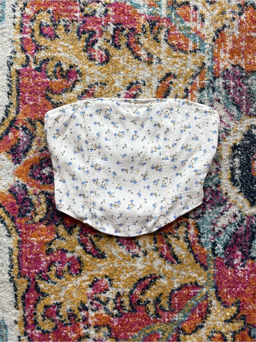 Floral White and Blue tube top